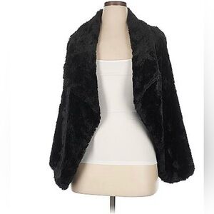 KAREN KANE WOMENS  BLACK FAUX FIR VEST/SLEEVELESS CARDIGAN SIZE LARGE